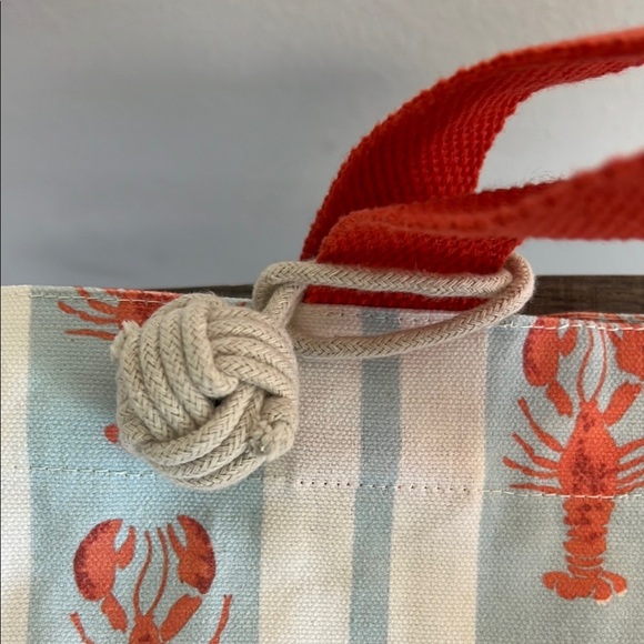 Striped Lobster 🦞 Canvas Tote Bag with Bag Charm ♻️ - Picture 5 of 9